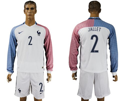 France 2 Jallet Away Long Sleeves Soccer Country Jersey