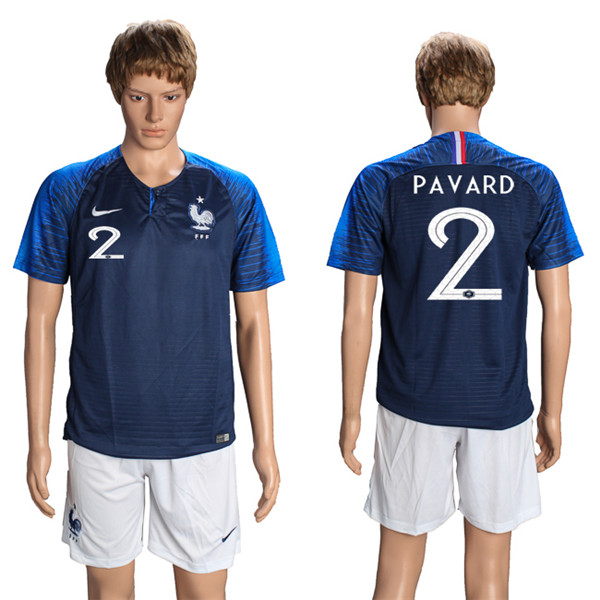 France 2 PAVARD Home 2018 FIFA World Cup Soccer Jersey