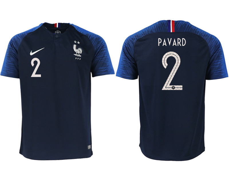 France 2 PAVARD Home 2018 FIFA World Cup Thailand Soccer Jersey