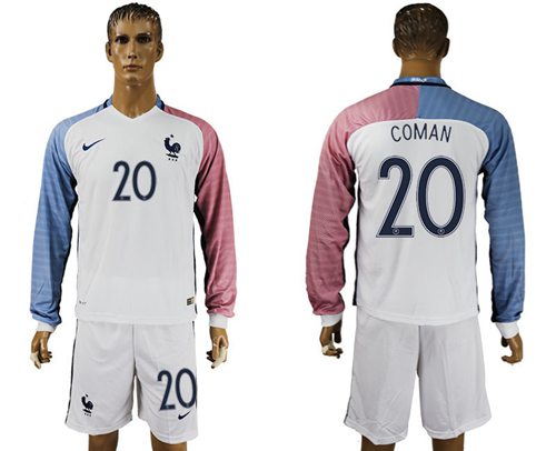 France 20 Coman Away Long Sleeves Soccer Country Jersey