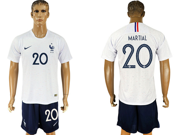 France 20 MARTIAL Away 2018 FIFA World Cup Soccer Jersey