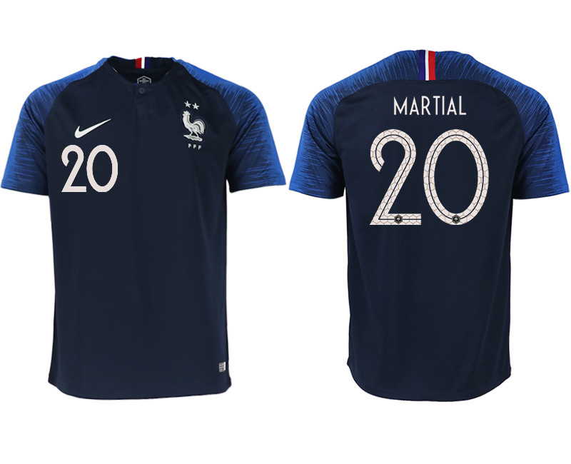 France 20 MARTIAL Home 2018 FIFA World Cup Thailand Soccer Jersey