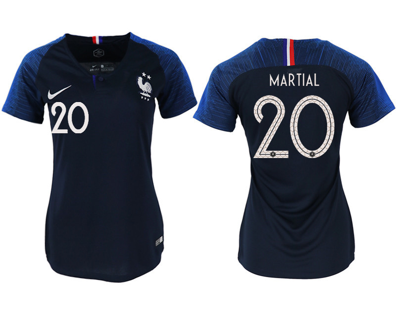 France 20 MARTIAL Home Women 2018 FIFA World Cup Soccer Jersey