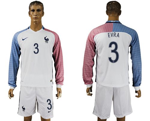 France 3 Evra Away Long Sleeves Soccer Country Jersey