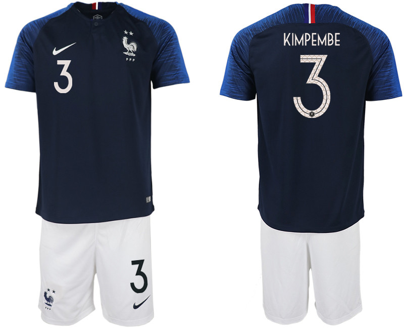 France 3 KIMPEMBE Home 2018 FIFA World Cup Soccer Jersey