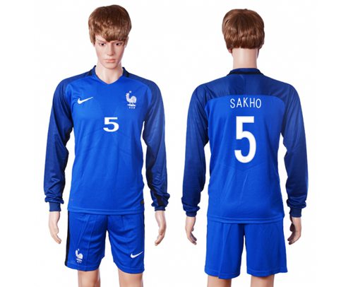 France 5 Sakho Home Long Sleeves Soccer Country Jersey