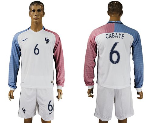 France 6 Cabaye Away Long Sleeves Soccer Country Jersey