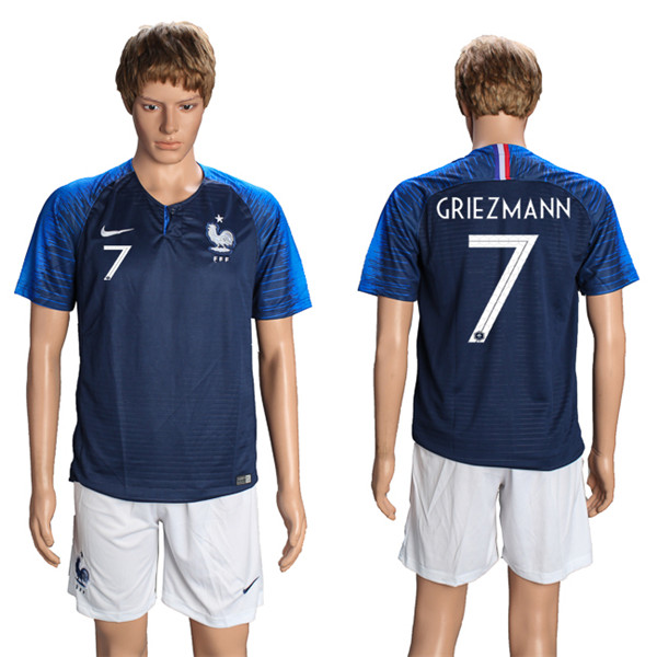France 7 GRIEZMANN Home 2018 FIFA World Cup Soccer Jersey