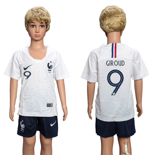 France 9 GIROUD Away Youth 2018 FIFA World Cup Soccer Jersey