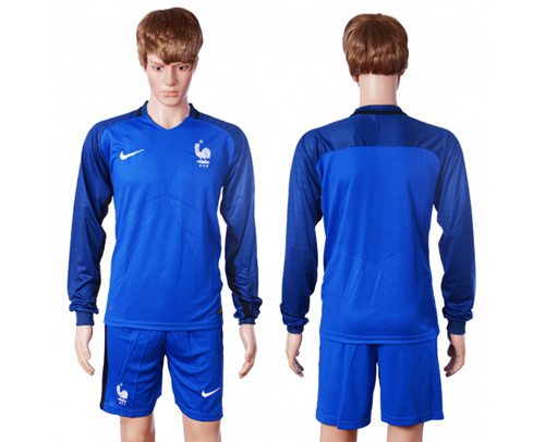 France Blank Home Long Sleeves Soccer Country Jersey