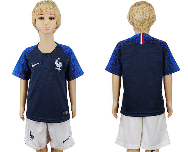 France Home 2018 FIFA World Cup Youth Soccer Jersey