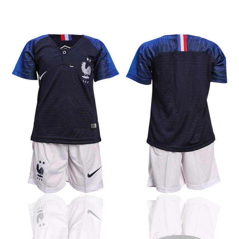 France Home Youth 2 Star Soccer Jersey