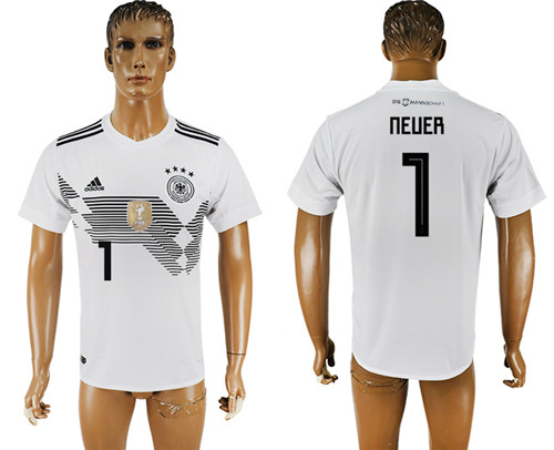 Germany 1 NEUER Home 2018 FIFA World Cup Thailand Soccer Jersey