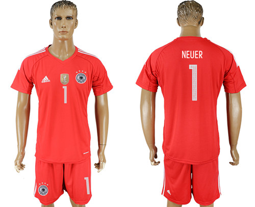 Germany 1 NEUER Red Goalkeeper 2018 World Cup Soccer Jersey