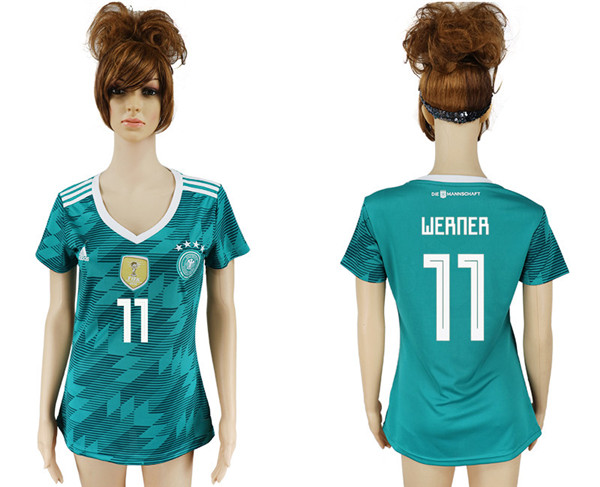 Germany 11 WERNER Away Women 2018 FIFA World Cup Soccer Jersey