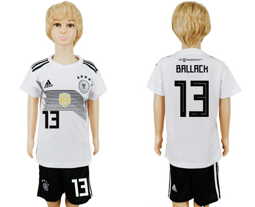Germany 13 BALLACK Home Youth 2018 FIFA World Cup Soccer Jersey