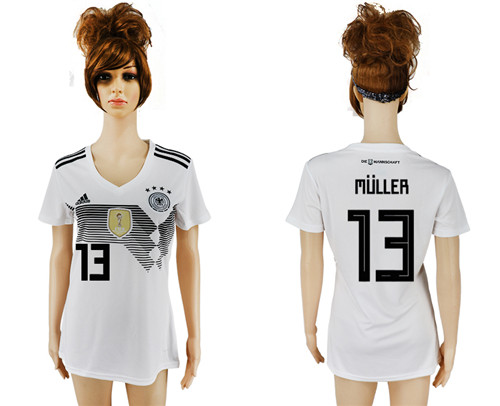 Germany 13 MULLER Home 2018 FIFA World Cup Women Soccer Jersey