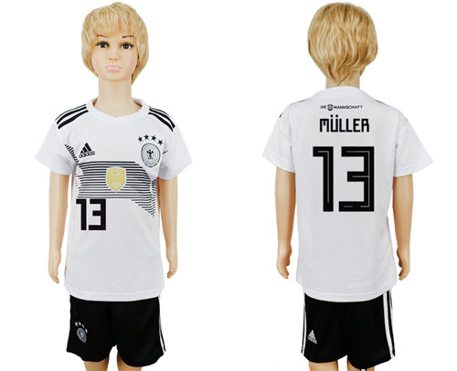 Germany 13 MULLER Home Youth 2018 FIFA World Cup Soccer Jersey