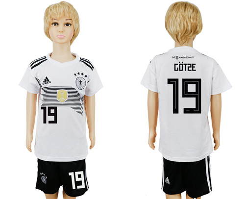 Germany 19 GOTZE Home Youth 2018 FIFA World Cup Soccer Jersey