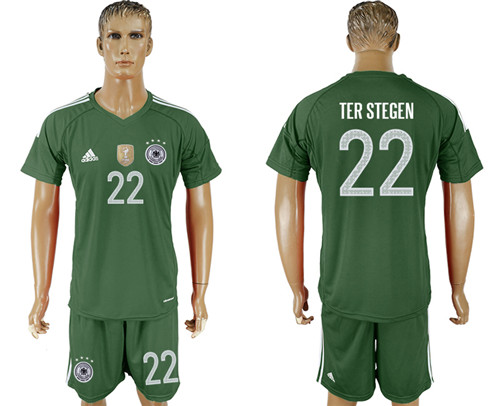 Germany 22 TER STEGEN Green Goalkeeper 2018 World Cup Soccer Jersey