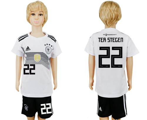 Germany 22 TER STEGEN Home Youth 2018 FIFA World Cup Soccer Jersey