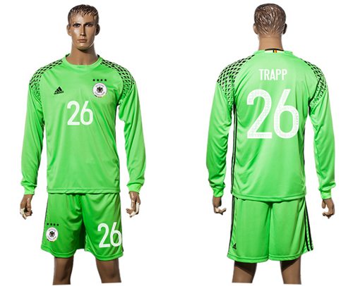 Germany 26 Trapp Green Goalkeeper Long Sleeves Soccer Country Jersey