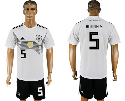 Germany 5 HUMMELS Home 2018 FIFA World Cup Soccer Jersey