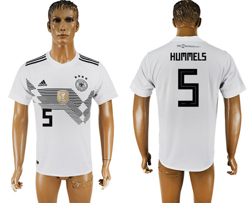 Germany 5 HUMMELS Home 2018 FIFA World Cup Thailand Soccer Jersey