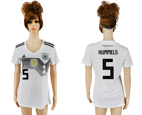 Germany 5 HUMMELS Home 2018 FIFA World Cup Women Soccer Jersey