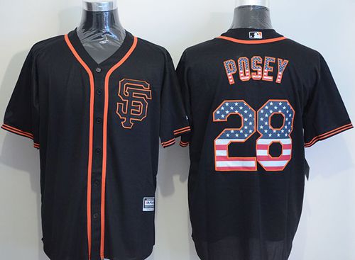 Giants 28 Buster Posey Black USA Flag Fashion Stitched MLB Jersey