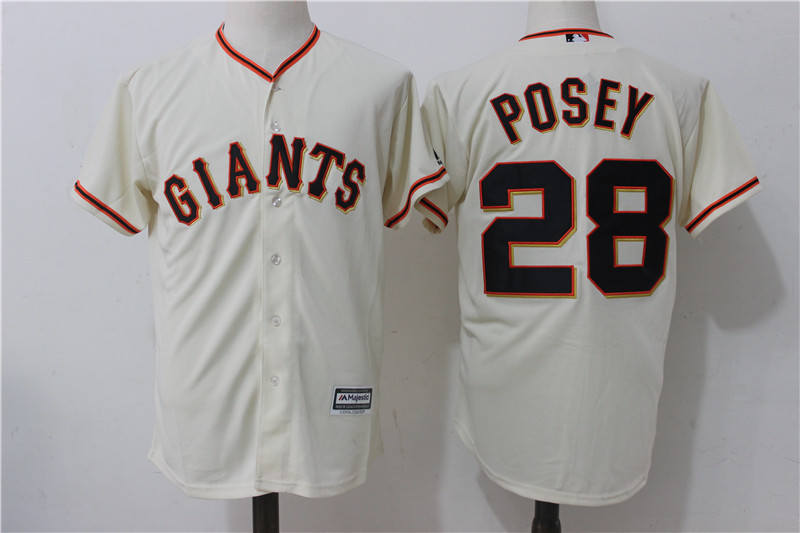 Giants 28 Buster Posey Cream Alternate Cool Base Jersey