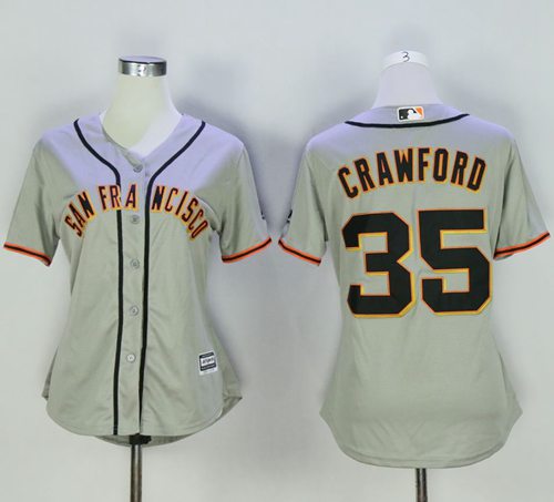 Giants 35 Brandon Crawford Grey Women Road Stitched MLB Jersey