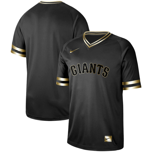 Giants Blank Black Gold Nike Cooperstown Collection Legend V Neck Jersey