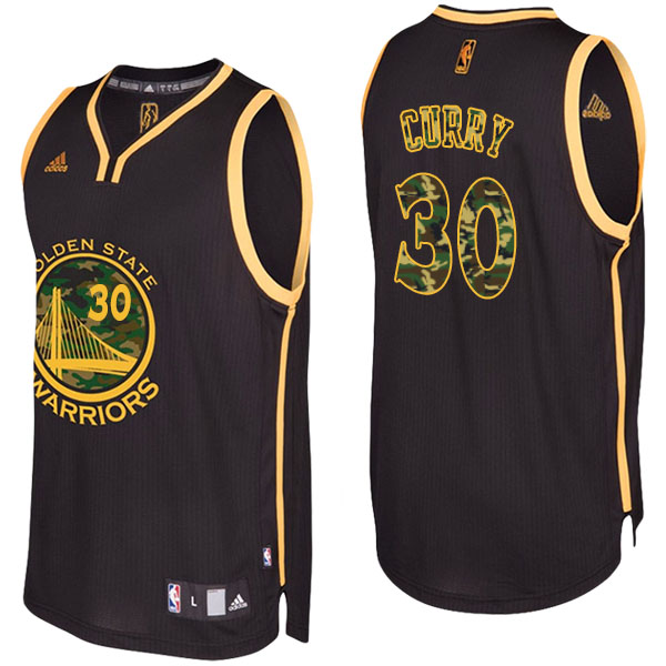 Golden State Warriors Stephen Curry Camo Fashion Swingman Black Jersey