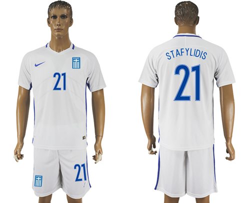 Greece 21 Stafylidis Home Soccer Country Jersey
