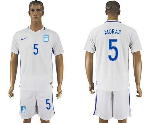 Greece 5 Moras Home Soccer Country Jersey