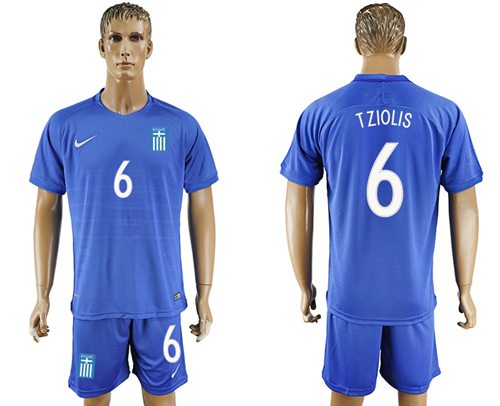 Greece 6 Tziolis Away Soccer Country Jersey