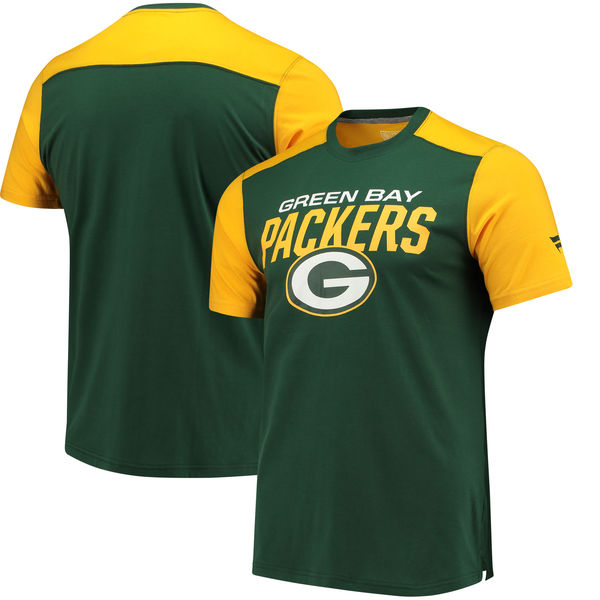Green Bay Packers NFL Pro Line by Fanatics Branded Iconic Color Blocked T Shirt Green Gold