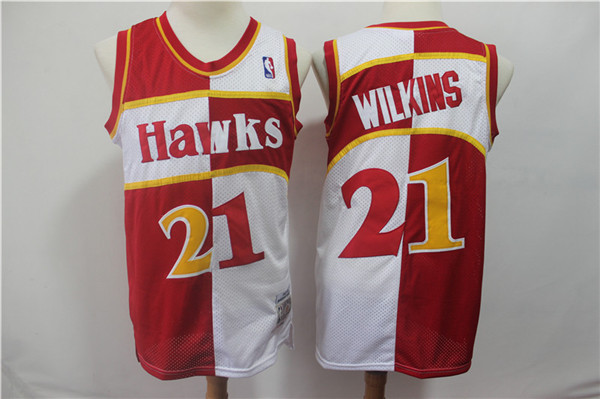 Hawks 21 Dominique Wilkins Red White 1987 88 Hardwood Classics Jersey