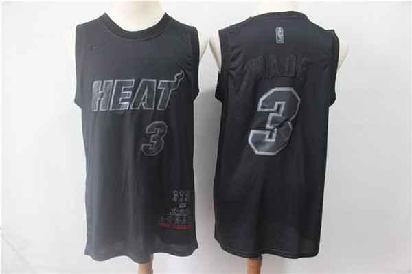 Heat #3 Dwyane Wade Black Basketball MVP Swingman Jersey