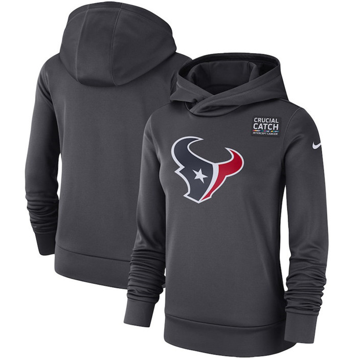Houston Texans Anthracite Women's  Crucial Catch Performance Hoodie
