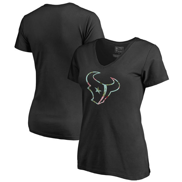 Houston Texans NFL Pro Line by Fanatics Branded Women's Lovely Plus Size V Neck T Shirt Black