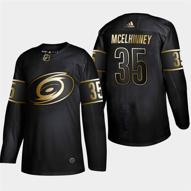 Hurricanes 35 Curtis Mcelhinney Black Gold Adidas Jersey