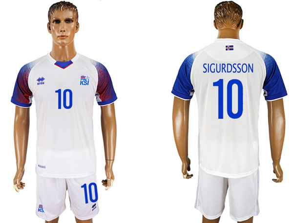 Iceland 10 SIGURDSSON Away 2018 FIFA World Cup Soccer Jersey