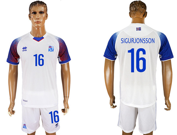 Iceland 16 SIGURJONSSON Away 2018 FIFA World Cup Soccer Jersey