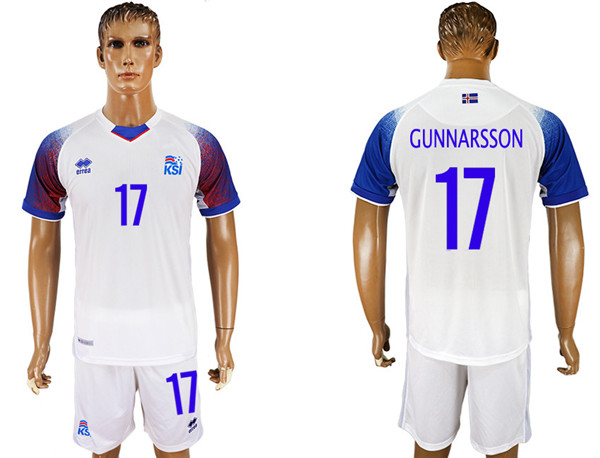Iceland 17 GUNNARSSON Away 2018 FIFA World Cup Soccer Jersey
