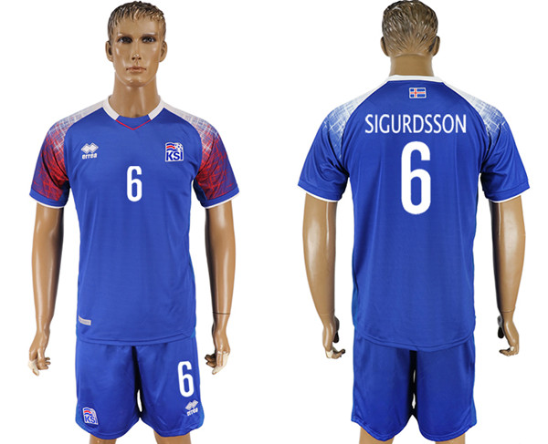 Iceland 6 SIGURDSSON  Home 2018 FIFA World Cup Soccer Jersey