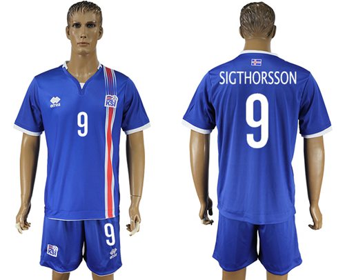 Iceland 9 Sigthorsson Home Soccer Country Jersey