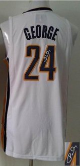 Indiana Pacers Revolution 30 Autographed 24 Paul George Navy White Stitched NBA Jersey