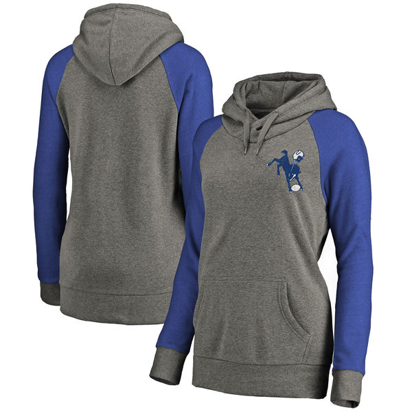 Indianapolis Colts NFL Pro Line by Fanatics Branded Women's Plus Sizes Vintage Lounge Pullover Hoodie Heathered Gray